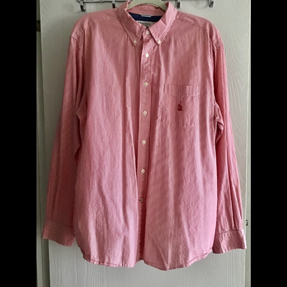 Men’s top by Nautica shirt stripped red white Heritage men’s long sleeve…